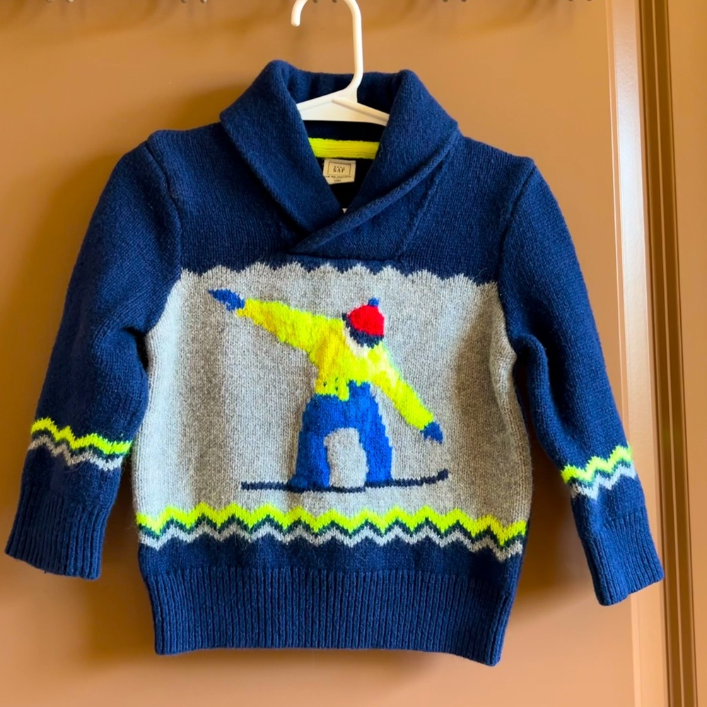 Baby Gap Elysian Blue Knit Snowboard Ski Sweater size 18-24months